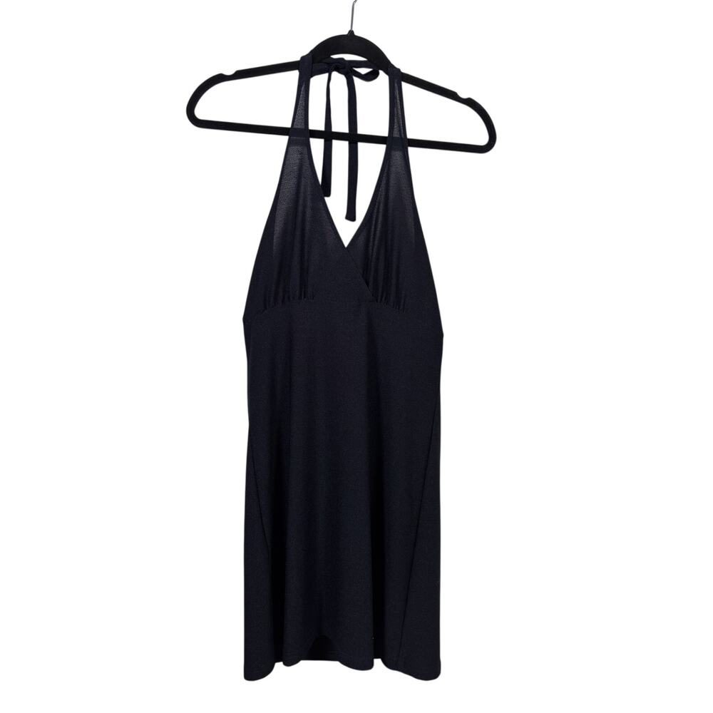 GAP Mini Dress Womens Small Navy Blue Vintage Halter Empire Waist Tie Neck USA